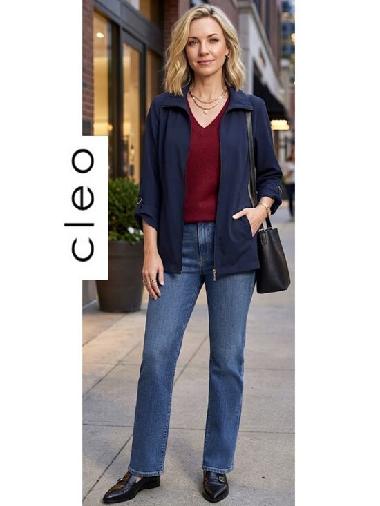 cleo Jackets & Blazers - (3 for $30) CLEO - Navy zipper front lightweight jacket
